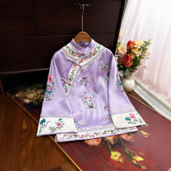 新中国式重工刺繍唐装漢服女性の復古貴気長袖国風盤はチャイナドレスのカーディガンの上着を掛けます。