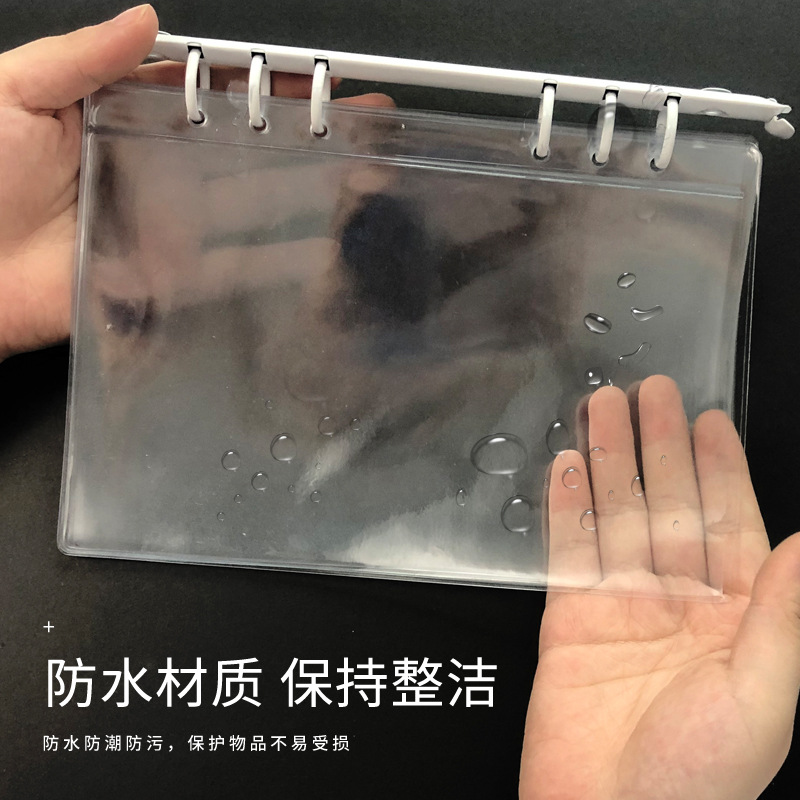 A5a6a7 bolsa de almacenamiento de hojas sueltas recarga de cuaderno libro de hojas sueltas de 6 agujeros accesorios transparentes libro de almacenamiento de diario en stock
