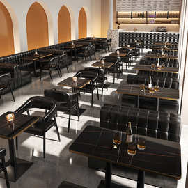 复古清吧酒吧ktv卡座沙发组合烧烤小吃酒馆咖啡西餐厅奶茶店桌椅