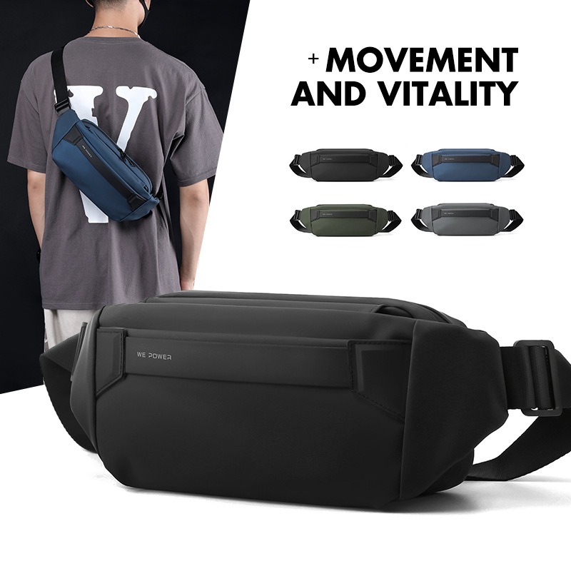 WEPOWER nuevo transfronterizo de Los Hombres bolsa de mensajero funcional pecho bolso de hombro de moda casual bolsa de mensajero ligero
