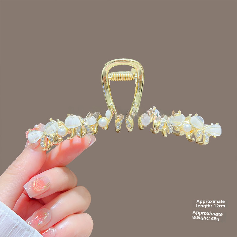 Temperamento Full Diamond Metal Shark Clip Hairpin Back Head Coil Hair Grab Clip Donna Primavera Estate Super Large Clip Copricapo Hair Grab_voghion.com
