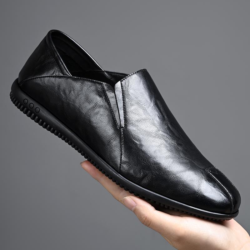 Summer New Casual Shoes Soft Leather Slip-On Soft Sole Soft Face Summer National Style Men's Casual Slip-On