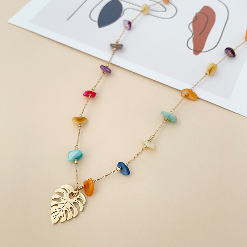 Simple Style Leaf Titanium Steel Plating Pendant Necklace 1 Piece