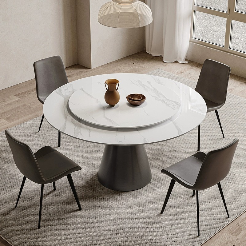 Pandora Rock placa mesa de comedor y silla combinación italiano minimalista Luz de lujo hogar pequeño apartamento moderno minimalista mesa giratoria mesa de comedor