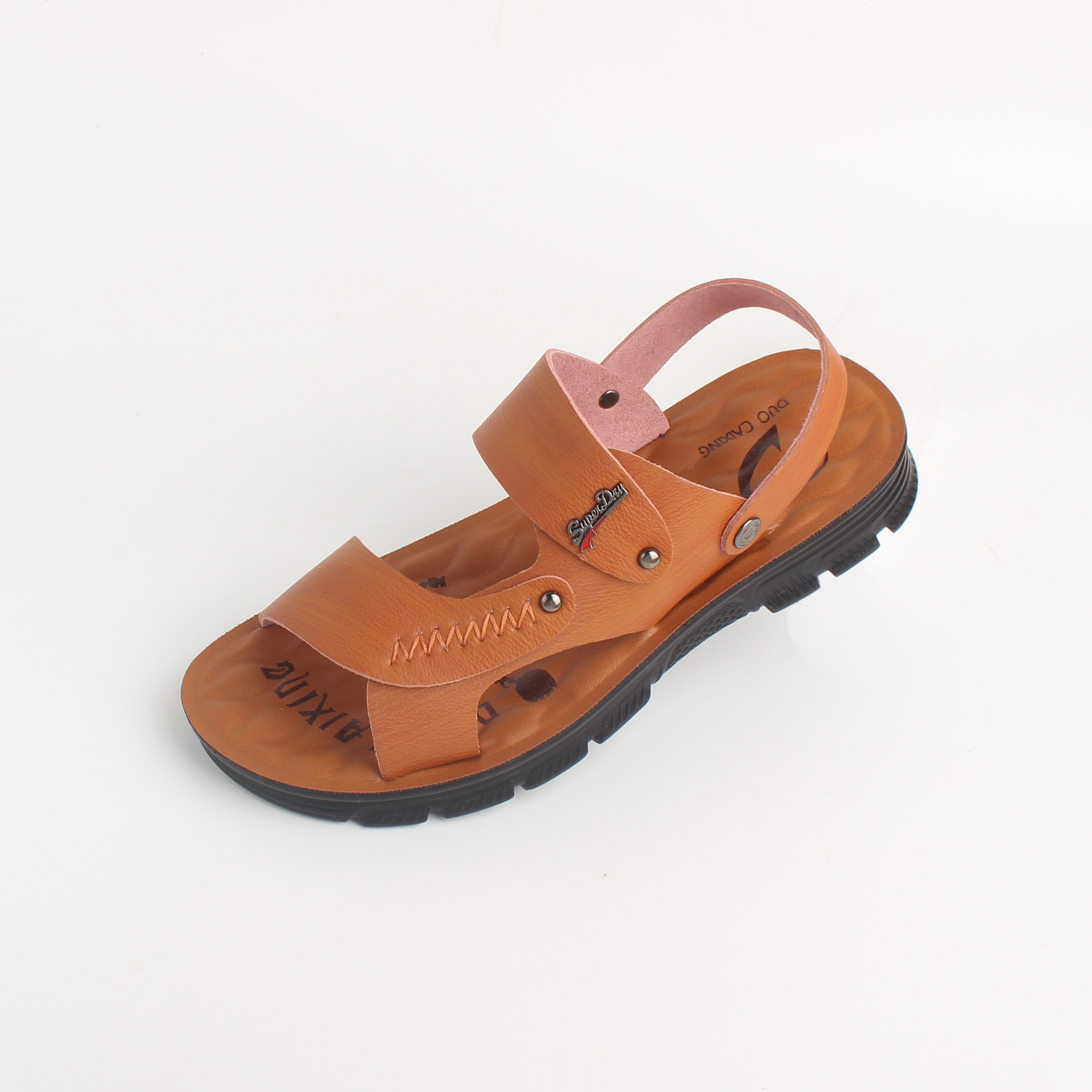 耀光1765+2夏季新款凉透气超纤皮凉鞋户外休闲棕色男士沙滩鞋凉鞋|ru