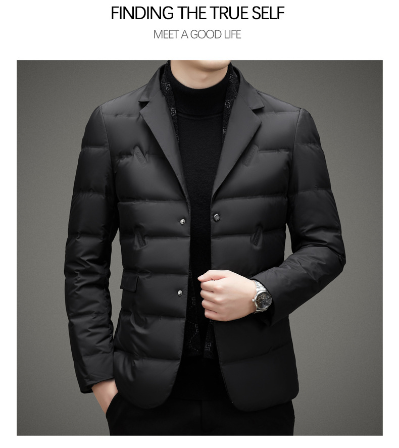 Men's Clothing Fashionable Simple Suit Scarf Collar Down Jacket Men's Autumn and Winter Trendy Warm Down Jacket Suit Style Down Jacket_voghion.com