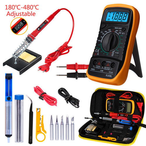 Electric soldering iron multimeter set, digital display soldering iron tool kit, manufacturer 80/60W US and UK standard cloth bag set