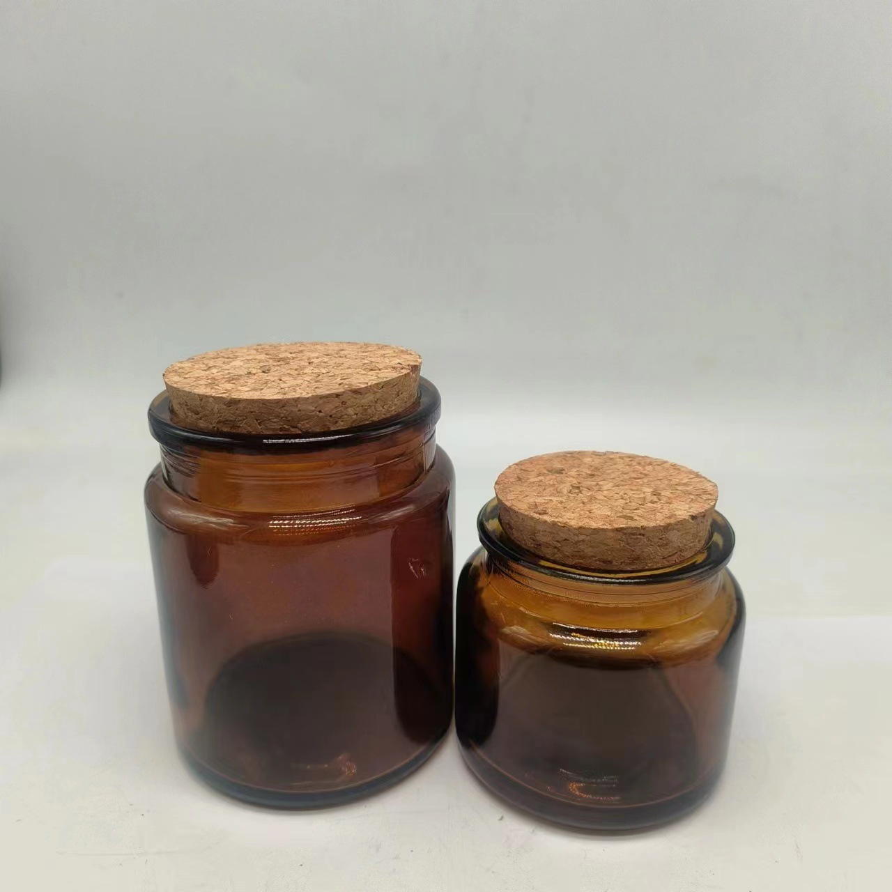 茶色木塞香薰蜡烛玻璃罐 纯手工制作玻璃烛台 蜡烛罐香薰蜡 烛杯