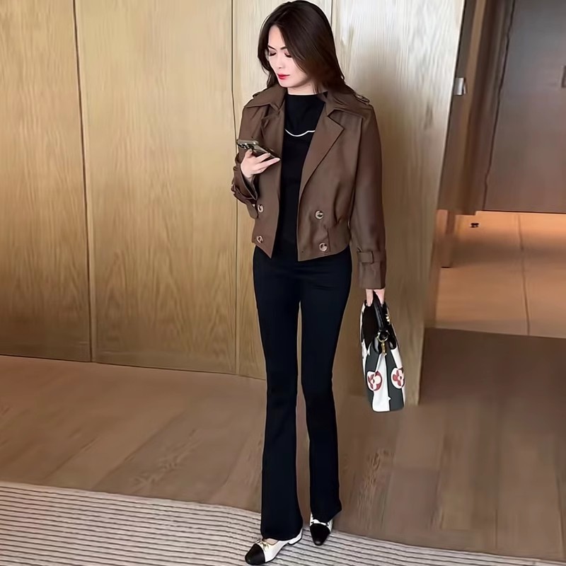 气质短款外套女士英伦风复古风衣2025春秋新款小个子时尚夹克上衣|undefined