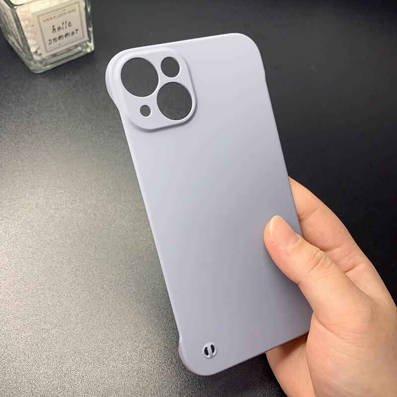 Iphone15Proフレームレス携帯電話ケース適用アップル14PROMAX肌感超薄型PC純色保護カバー|undefined