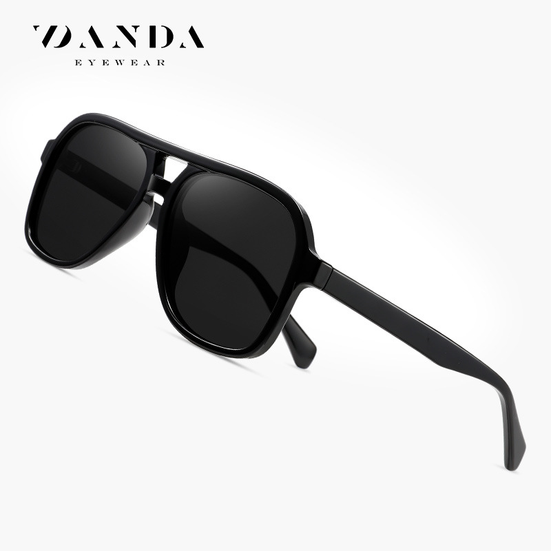 Gafas polarizadas transfronterizas europeas y americanas S31117 Gafas de sol de doble viga retro de moda Gafas de sol de placa de red de montura grande con personalidad