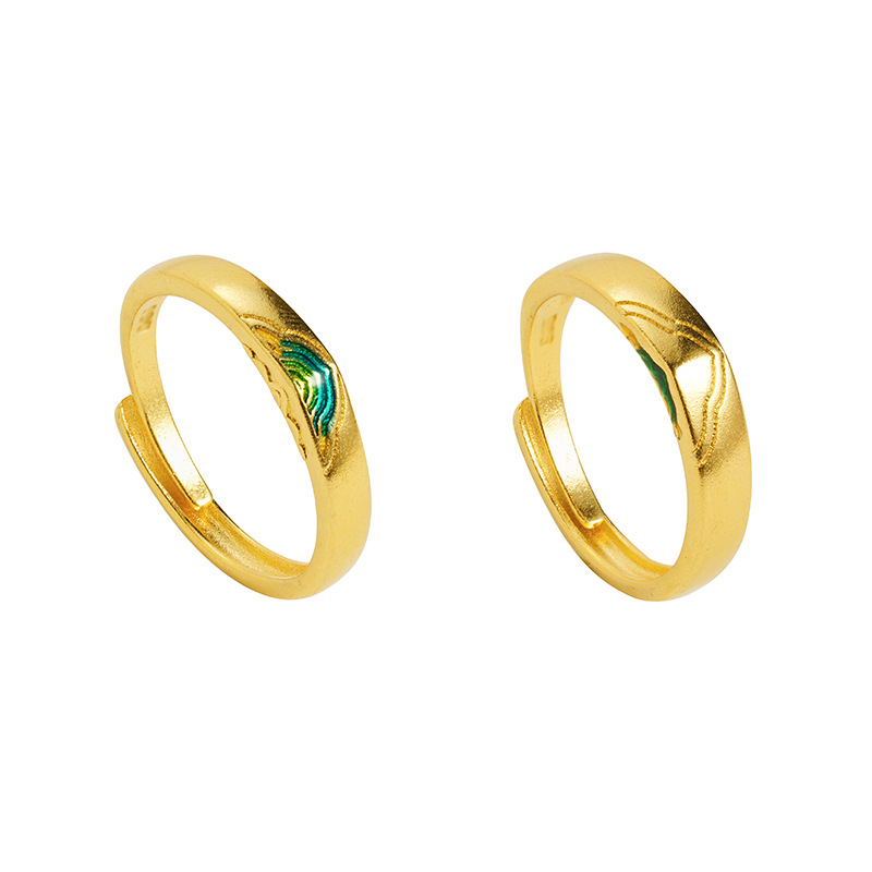 Anillo de agua verde de Vietnam de arena verde nicho femenino de lujo ligero de alto nivel goteo de aceite de estilo chino de boca viva joyas onduladas de agua