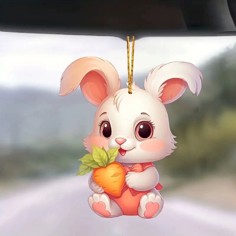 Новый милый маленький белый кролик подвеска трансграничный акриловой плоский автомобиль зеркало заднего вида подвеска для украшения дома