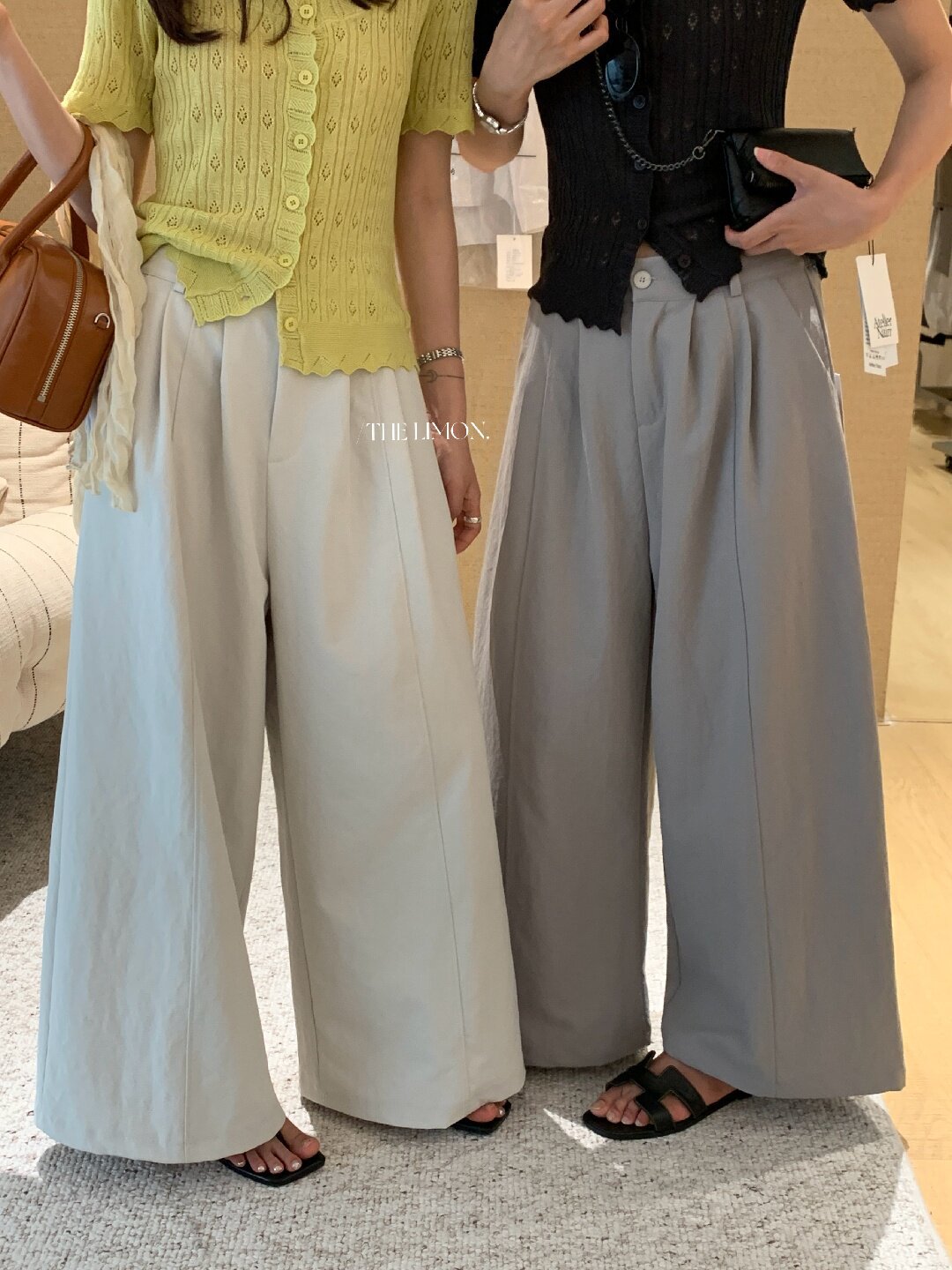 Quần culottes nữ ống rộng cạp cao dáng suông phong cách tối giản — màu đen, Xám cacbon, Xám bạc, màu trắng chi tiết 14