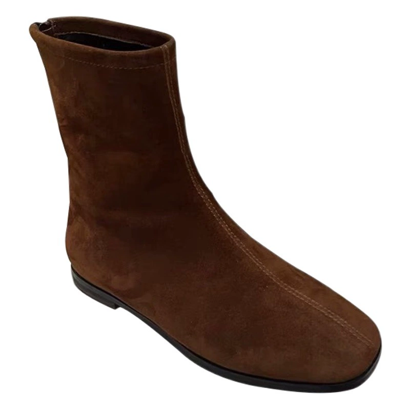 Версия из воловьей кожи ~ Осенне-Зимние Замшевые Ретро универсальные тонкие сапоги и ботильоны интернет-знаменитостей в Корейском стиле, женские ботинки Martin, короткие сапоги