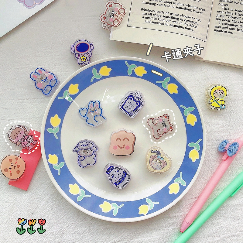 亚克力留言夹PP夹 照片夹可爱卡通亚克力透明小夹子小学生女孩|ms