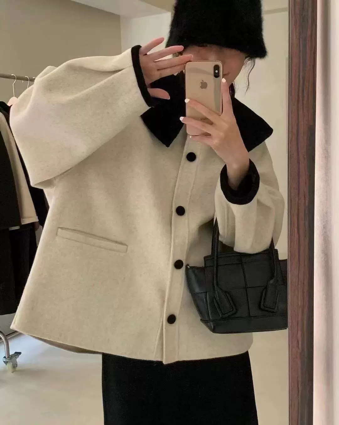 Демисезонное двустороннее кашемировое короткое пальто для подростков, цвет микс бежевый, размеры S–XXL