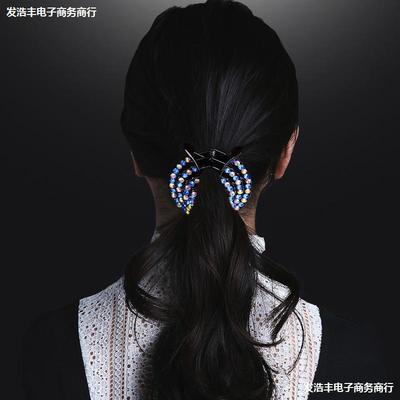 水钻马尾扣头发饰抓夹个性发夹成人顶夹淑女头饰简约盘发扎头发卡|ru