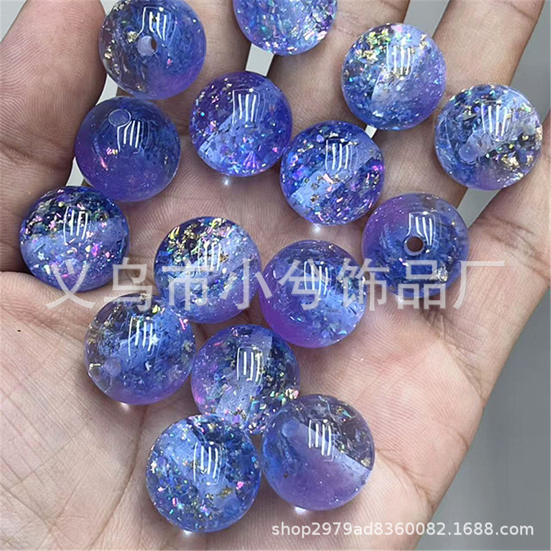 16mm光变彩虹欧箔通孔珠手机链串珠笔钥匙扣包链diy手工饰品配件|undefined