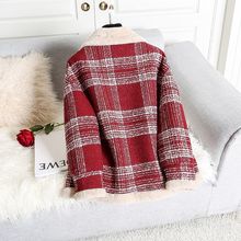 名媛小香风短外套女2025冬季新款韩版宽松加绒格子毛呢大衣外套女