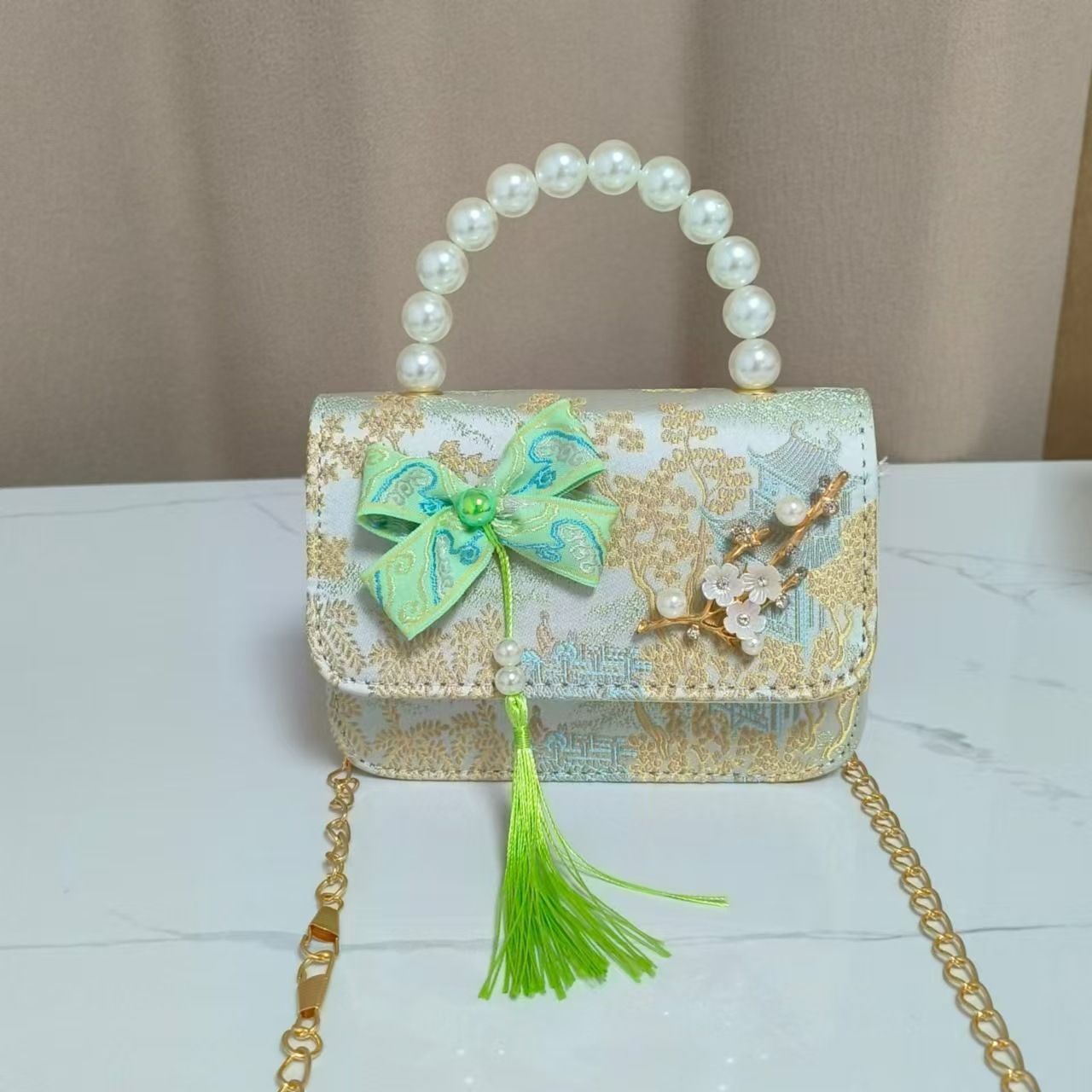 Bolsos infantiles de alto nivel, exquisitos antiguos, bolsos de cambio de niña, bolsos de mano de perlas de princesa, bolsos de almacenamiento