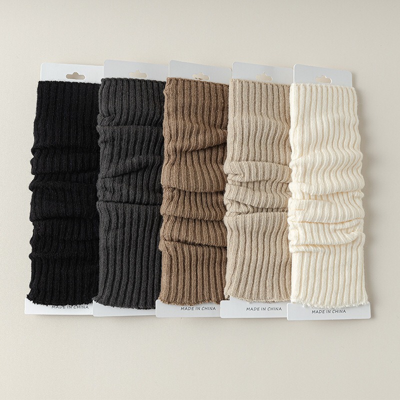 Plush Thickened Leg Warmers Knitted Leg Sleeves Korean Style Solid Color Warm Versatile Woolen Calf Socks Cross-Border