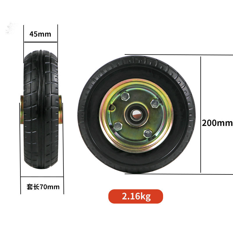 Industrial heavy-duty platform truck castor wheel with 8-inch 2.50-4 silent rubber wheels