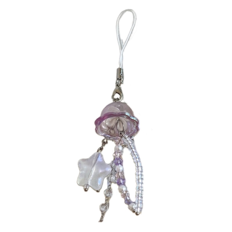 [Around the jellyfish] hand-made beads homemade simple ins style mobile phone chain cute goo Ben camera bag pendant