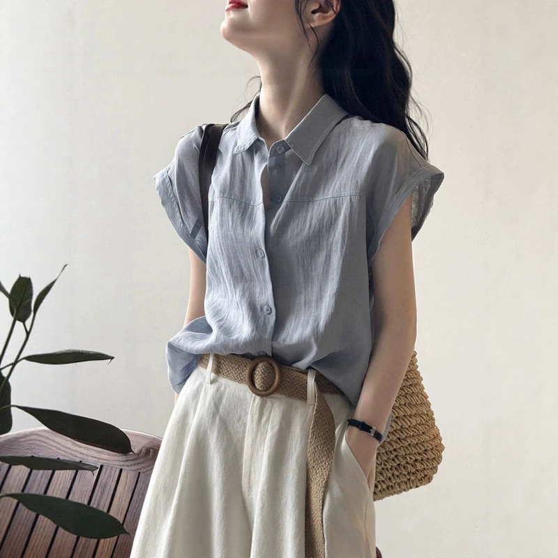 Personalized and Stylish Shirts for Women, Summer Design, Niche Loose-Fitting French-Style Tops, High-End Retro Blouses