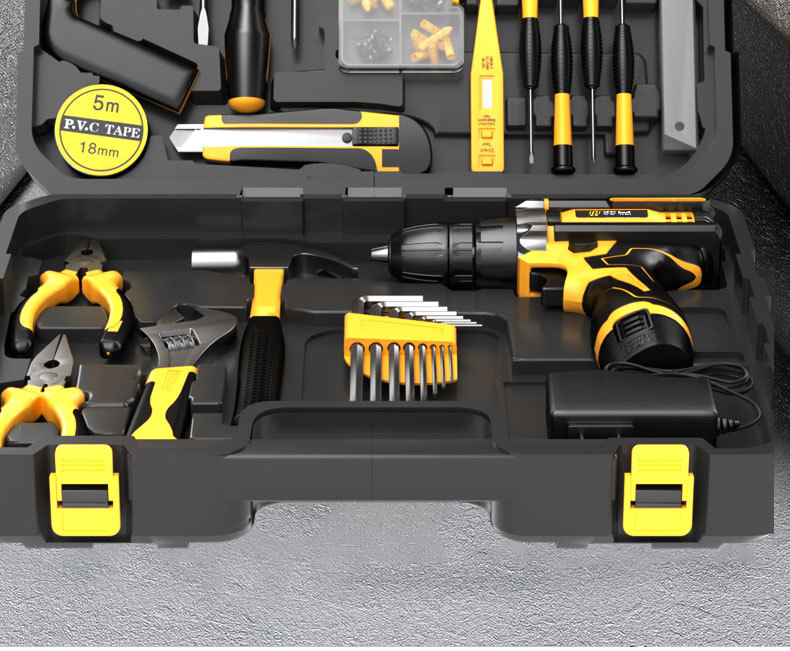 Cross-border Hot-selling Household Personal Use Repair Manual Multifunctional Multi-piece Set Deluxe Edition 12V Lithium Electric Drill Kit