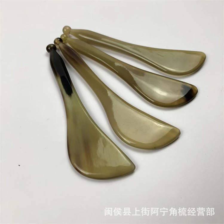 Horn Gua Sha Acupoint Massage Stick 12cm Tendon Plucking Tool for Eye and Body Care specifications