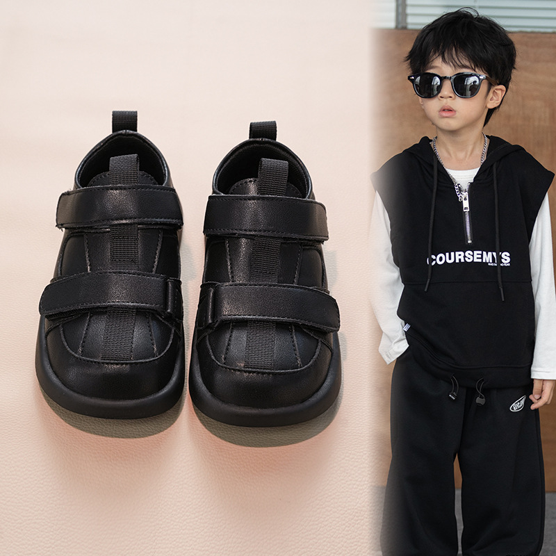 Zapatos de cuero para niños 2026 primavera y otoño nuevos zapatos de espectáculo negro británico con suela suave, zapatos de espectáculo de estudiantes para niños Lefour image 3