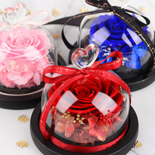 菲丽雅永生花爱心玻璃罩玫瑰花礼盒伴手礼批发干花不凋谢保鲜花
