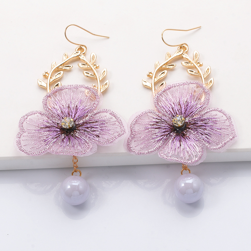 Bohemian Flower Mesh Petal Earrings Wholesale display picture 7