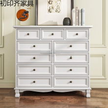 嘉岭阳台柜地中海做旧实木抽屉玄关柜子美式收纳柜储物柜复古斗柜