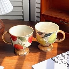 中古高脚陶瓷杯咖啡杯马克杯情侣水杯杯子家用喝水高级感小众杯子