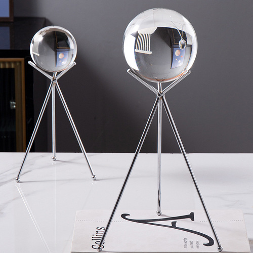 Creative and simple crystal ball ornaments metal bracket base desktop decoration home office decoration iron art