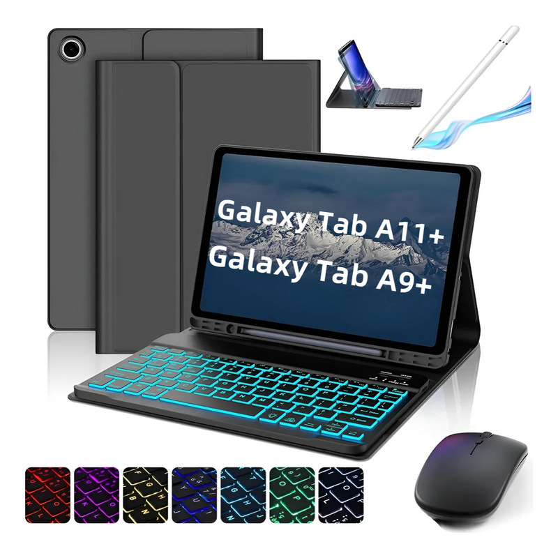Suitable for Samsung A11+ tablet protective case 9plus RGB backlit Bluetooth keyboard 11inch Sm-X236 leather case Suitable for Samsung A11+ tablet protective case 9plus RGB backlit Bluetooth keyboard 11inch Sm-X236 leather case