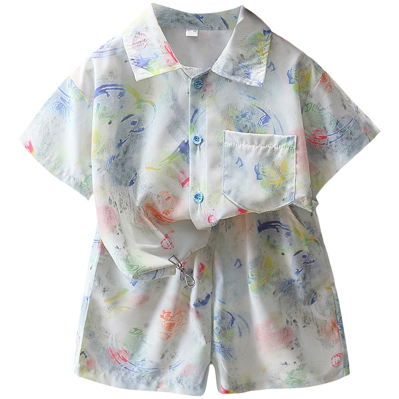 7288 Traje de verano para niños 2025 Nuevo vestido de verano fresco y atractivo para niños Vestido delgado de manga corta Camisa floral de dos piezas