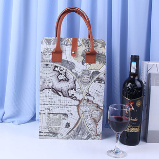 In stock PU leather double-piece red wine box composite material handbag business gift wine box