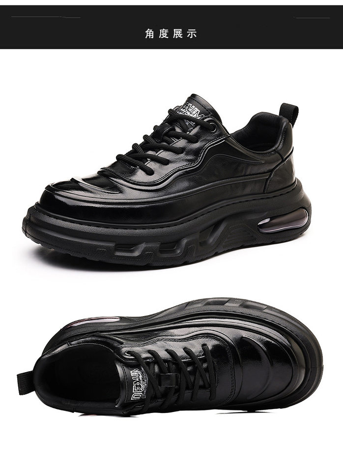 Giày sneaker nam da bò thật đế dày, giày thể thao thông thường thoáng khí đa năng — màu nâu, màu đen chi tiết 19