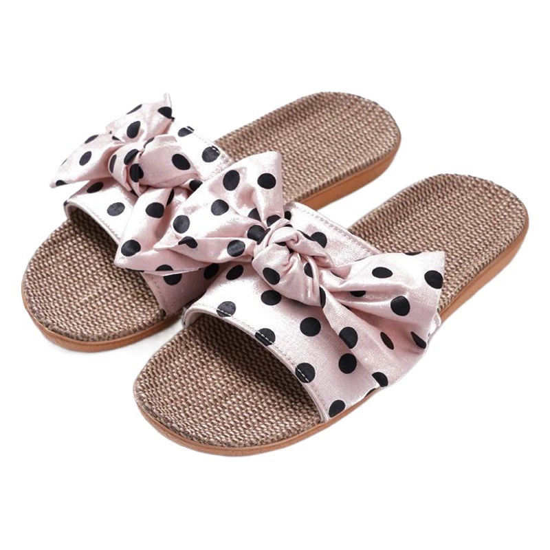 20 новых стильных льняных тапочек, женские летние домашние хлопчатобумажные льняные тапочки с бантом, ларек ночного рынка