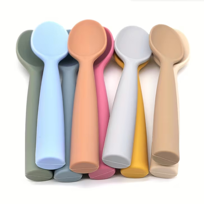 Food Grade Silicone Kidsren's Meal Spoon, Food Supplement Rice Cereal Spoon, Eating Training Spoon, Mother and Baby Feeding Spoon, Baby Silicone Spoon