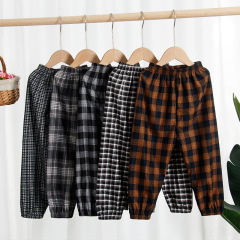 Casual pants new fashion trendy plaid leggings trousers for women and men spring and autumn velvet children's clothing children's pants wholesale children's sweatpants