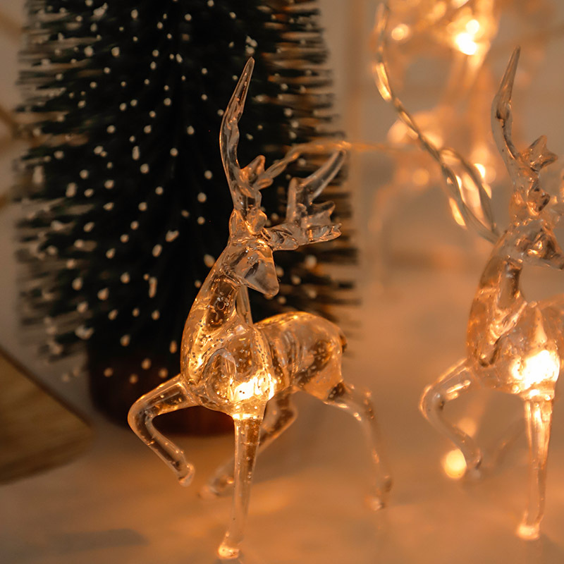 Decoración navideña, luces de colores, luces intermitentes, luces de cadena, alces huecos, luces colgantes, decoración de la habitación de la niña, atmósfera del maletero