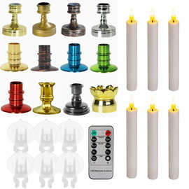 跨境带吸盘多功能遥控蜡烛灯 欧式烛台家居可吸附式长条蜡烛灯