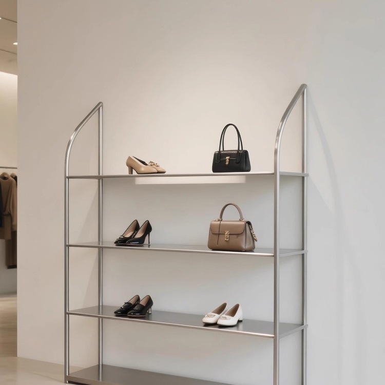 鞋店鞋架展示架铁艺鞋包陈列架落地式置物架极简服装店包包展示架