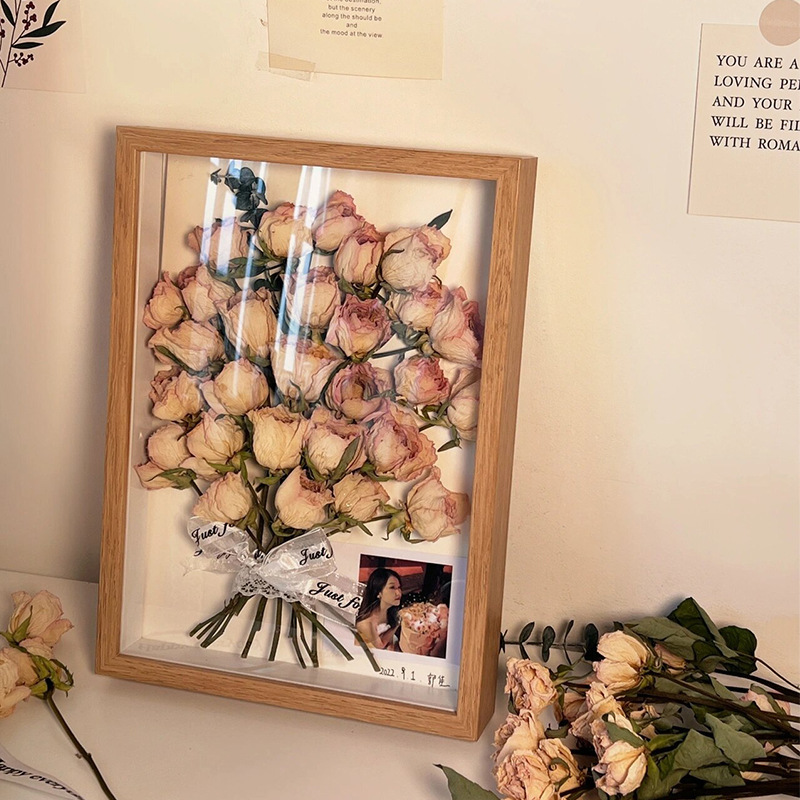 Dried Flower Photo Frame Handmade DIY Immortal Flower Preservation Box Stereo Hollow Picture Frame to Make Photo Frame for Dried Flowers Rose