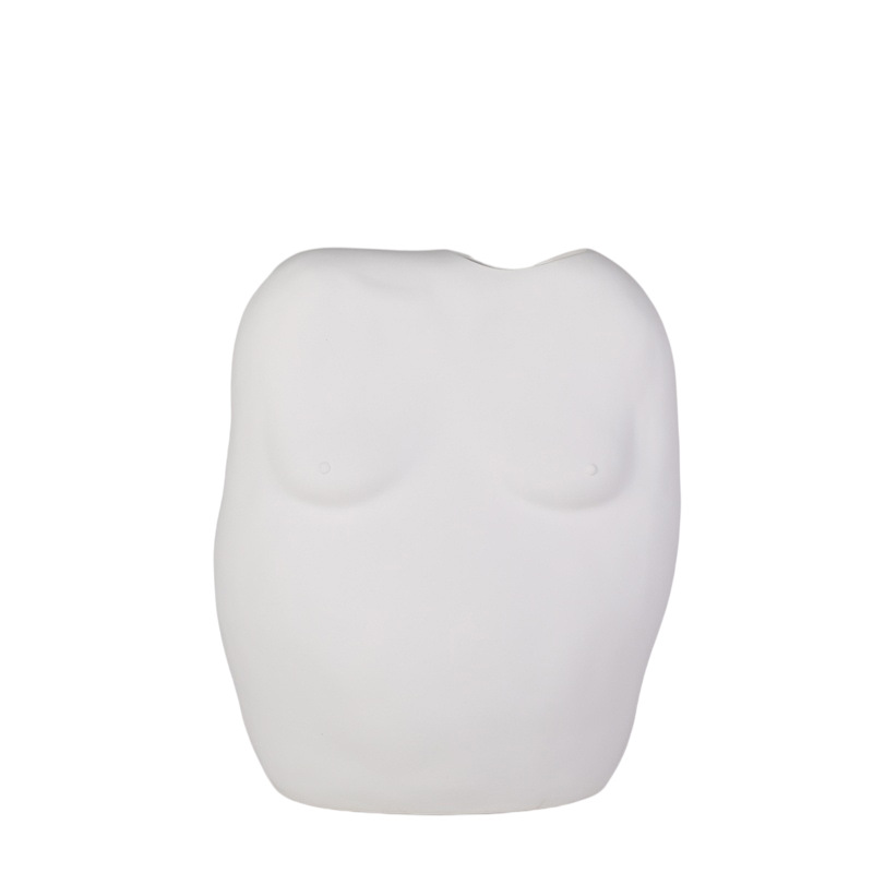 Nórdico liso de cerámica florero blanco decoración cuerpo Arte Abstracto decoración del hogar Decoración suave arreglo floral