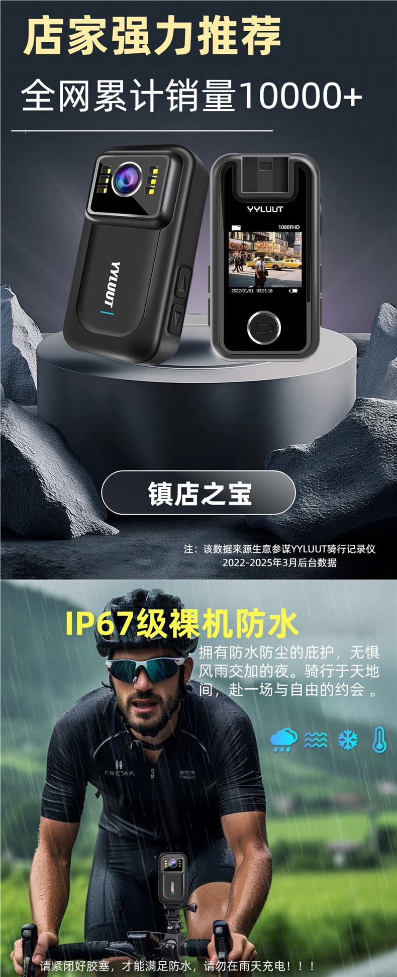 Zov L9 Sports Camera Motorcycle Dashcam Wearable on the Chest with High-Definition Anti-Shake Features, 12-Hour Battery Life, and Waterproof